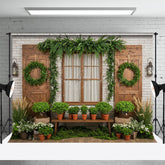 Lofaris Fresh Green Wreath Floral Sweet Wedding Backdrop